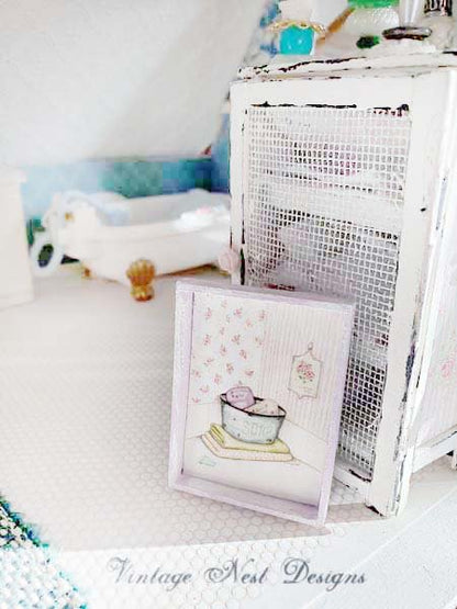 Bath Soaps No.1:1 Dollhouse Miniature Handmade Wooden Framed Art image 3