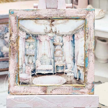 Baby Girl Bedroom No.1:1 Dollhouse Miniature Handmade Wooden Framed Art image 4