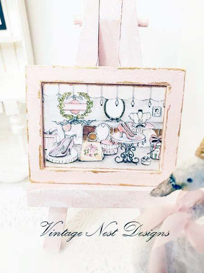 Store Front No.1:1 Dollhouse Miniature Handmade Wooden Framed Art image 1
