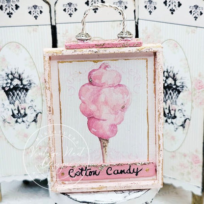 Cotton Candy No.2:6 Dollhouse Miniature Handmade Wooden Framed Art image 3