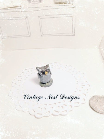 Porcelain Owl No.2 Dollhouse Miniature Handmade One of a Kind image 1