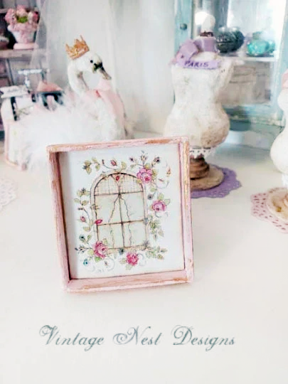 Bird Nest Faux Window No.1:1 Handmade Dollhouse Miniature image 3