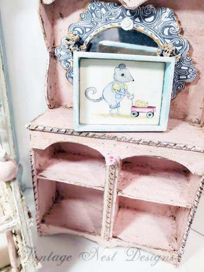 Mouse No.1:1 Dollhouse Miniature Handmade Wooden Framed Art image 2