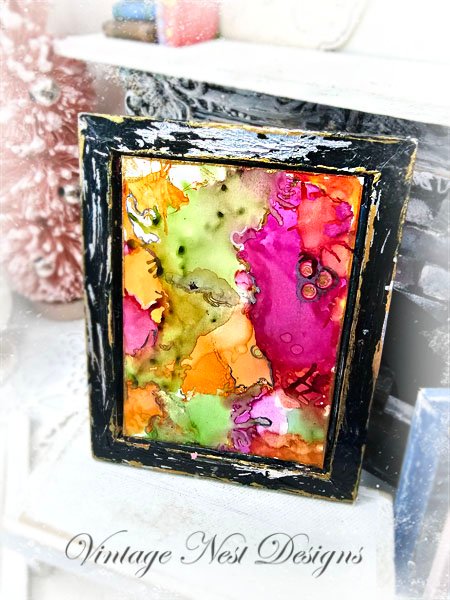 Abstract Art No.3 Dollhouse Miniature Handmade Wooden Framed Art image 3