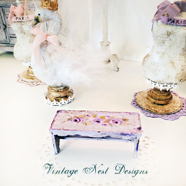 Lavender & Roses Bench No.13 Dollhouse Miniature Handmade image 4