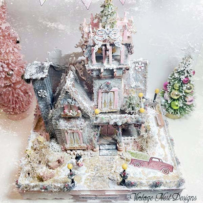 Victorian Mansion Putz Glitter Holiday Dollhouse House No.1 Handmade image 14