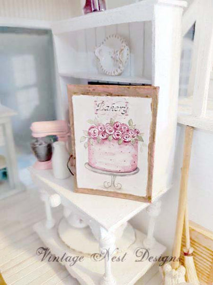 Cake No.7:9 Dollhouse Miniature Handmade framed Art image 1