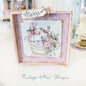 Basket of Flowers No.1:3 Dollhouse Miniature Handmade Wooden Framed Art image 0