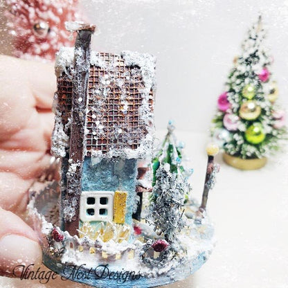 Christmas Putz Glitter Holiday House No.5 Handmade image 4