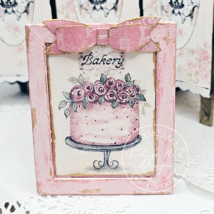 Kitchen Cake No.7:10 Dollhouse Miniature Handmade Wooden Framed Art image 2