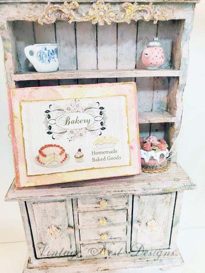 Bakery Sweets No.4:3 Dollhouse Miniature Handmade Wooden Framed Art image 4