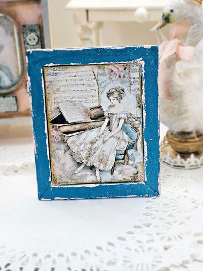 Victorian Woman No.2:1 Dollhouse Miniature Handmade Wooden Framed Art image 2