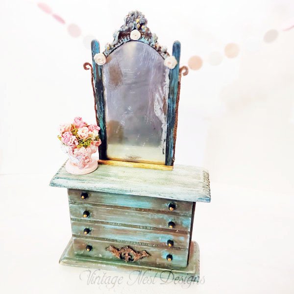 Vintage Style Grungy Dresser No.1 Dollhouse Miniature Handmade image 0