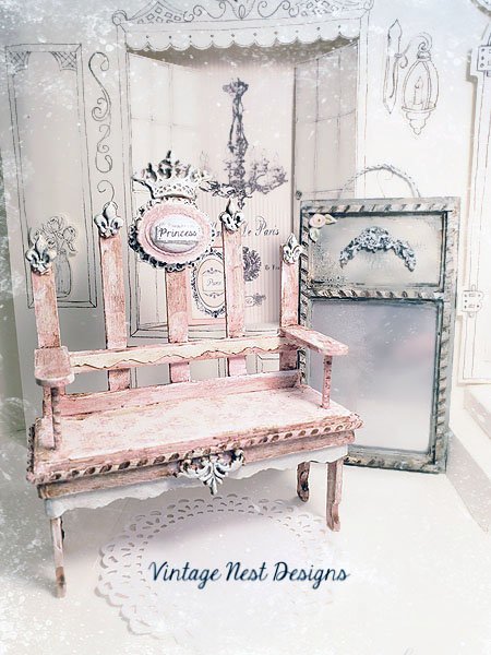 Shabby Princess Bench No.2 Dollhouse Miniature Handmade image 0