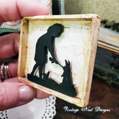Child Silhouette No.8 Dollhouse Miniature Handmade image 2