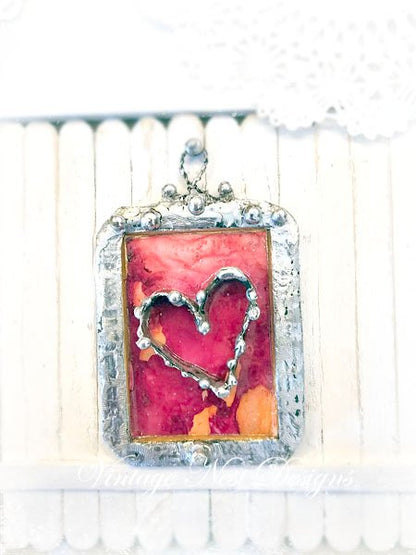 Valentine Heart No.6 Miniature Handmade Framed Art image 5
