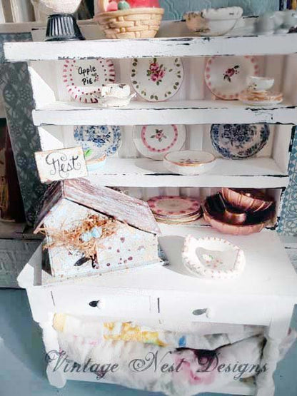 Bird Nest House Blue Speckled No.7 Dollhouse Miniature Handmade image 2