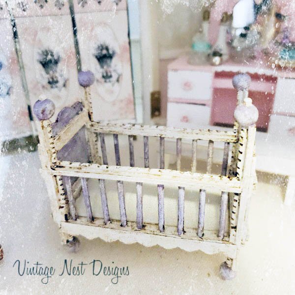Baby Antique Style Crib No.5 Handmade Dollhouse Miniature image 4
