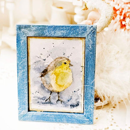 Bird No.1:1 Dollhouse Miniature Handmade Wooden Framed Art image 1