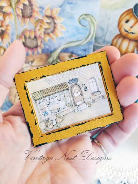 Fall Flower Shop No.1:1 Dollhouse Miniature Handmade Wooden Framed image 4