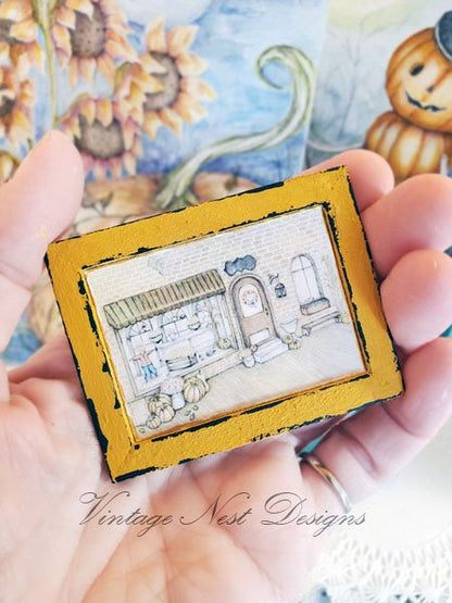 Fall Flower Shop No.1:1 Dollhouse Miniature Handmade Wooden Framed image 4