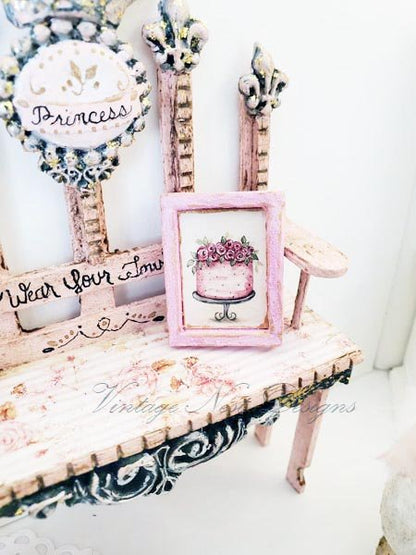 Cake No.7:5 Dollhouse Miniature Handmade Wooden Framed Art image 0