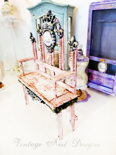 Shabby Princess Bench No.7 Dollhouse Miniature Handmade image 2