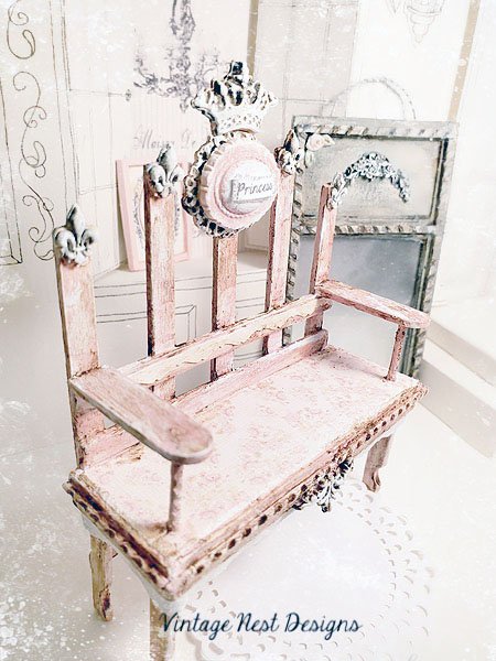 Shabby Princess Bench No.2 Dollhouse Miniature Handmade image 5