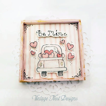 Valentine Be Mine No.1 Dollhouse Miniature Handmade Framed Art image 3