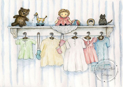 Baby Time No.1 Digital Prints Watercolor Painting image 0