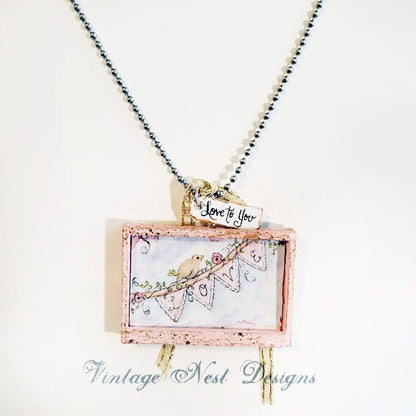 Love Bird No.1:2 Dollhouse Miniature Handmade Framed Art image 2