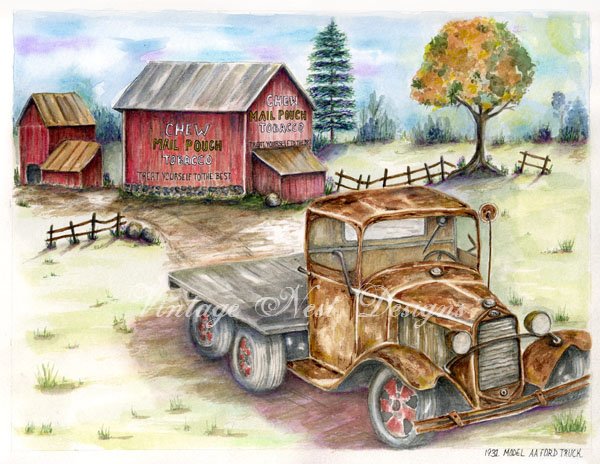Model AA Truck Digital Prints Watercolor Painting image 4