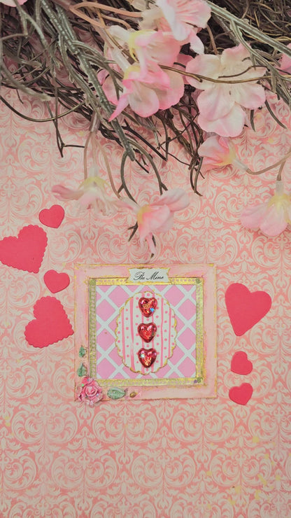 Miniature Valentine Heart No.7 Pink Wooden Framed Art Diorama Shadow Box