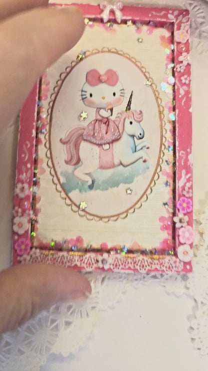 Miniatur Goodbye Kitty Nr.1 Kunst 1:12 Maßstab Puppenhaus Wandbild