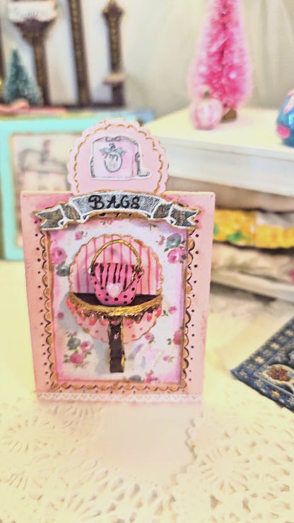 Miniature Bags Sign No.1-1 Handmade for Dollhouse Diorama Shadow Box