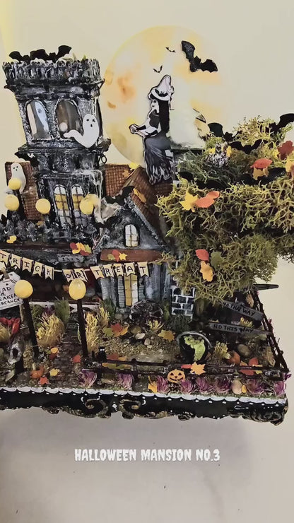Miniature Haunted Halloween Dollhouse Mansion No.3 Handmade One of a Kind Collectible Artist Made
