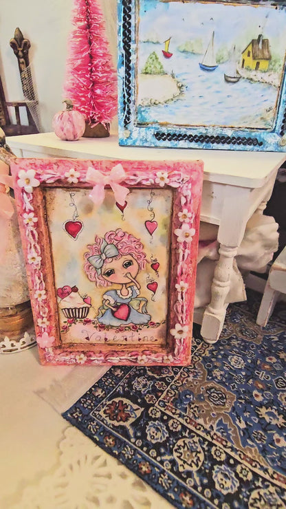 Miniature Pink be my Valentine No.1:2 Handmade for Dollhouse
