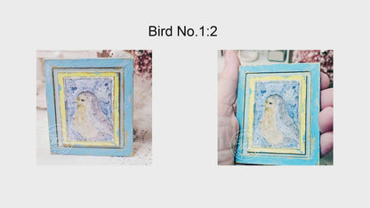 Bird No.1:2 Dollhouse Miniature Handmade Wooden Framed Art