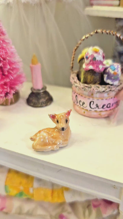 Miniature Fawn No.1 Handmade for Dollhouse Shadow Box or Diorama Room
