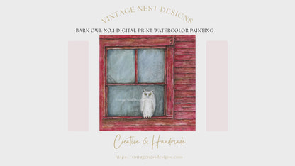 Digital Print Barn Owl No.1 Watercolor Painting Instant Download