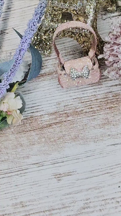 Sac à Main Pailleté Rose No.22 Miniature Fait Main pour Poupées