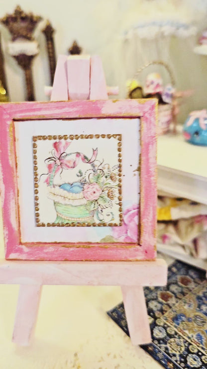 Miniature Panier de Fleurs N°1:2 Cadre en Bois Art Diorama Boîte à Ombre pour Chambre
