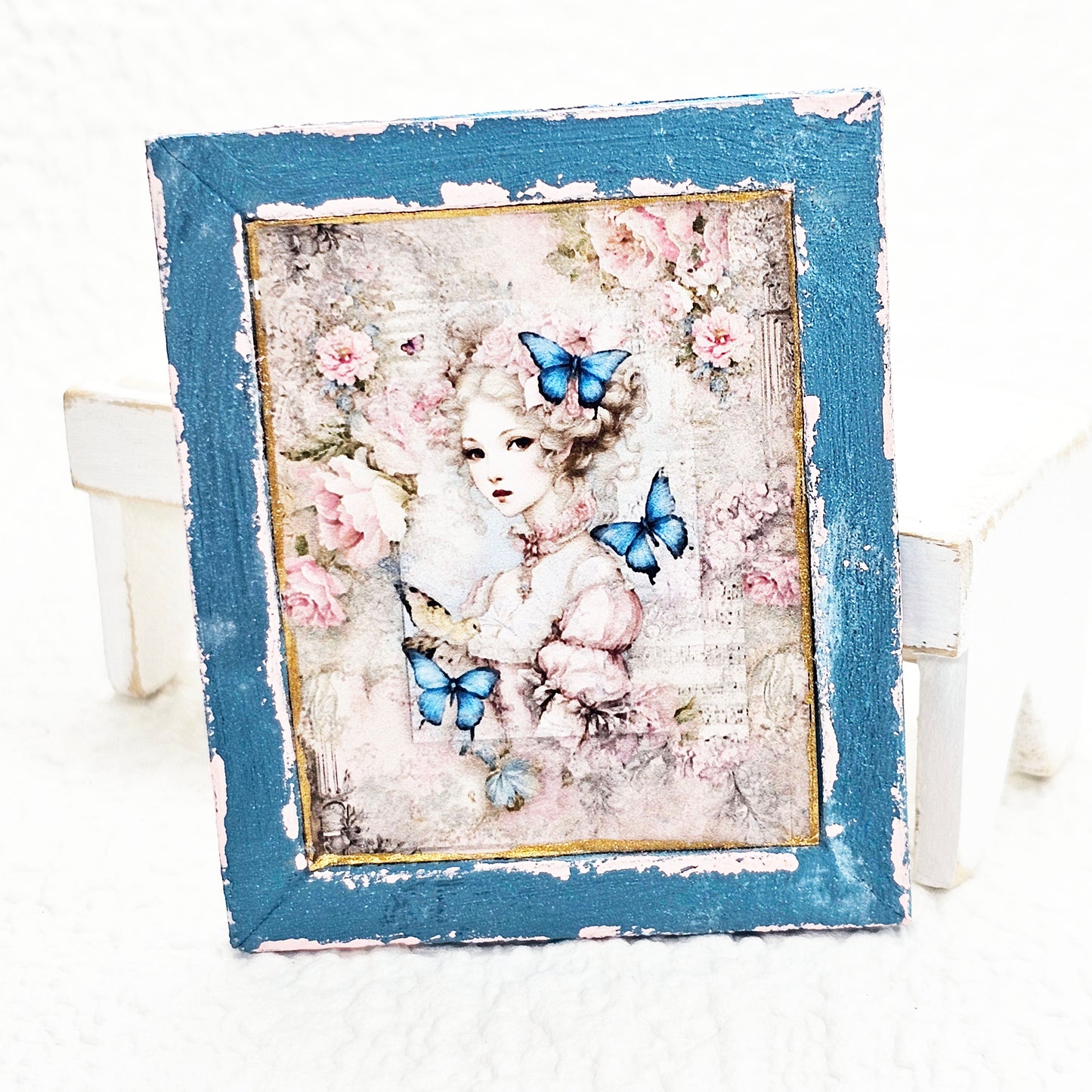 Miniature Marie Antoinette No.6 Handmade for Dollhouse Wooden Framed Art