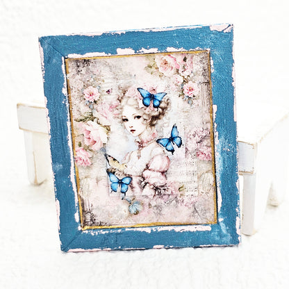 Miniature Marie Antoinette No.6 Handmade for Dollhouse Wooden Framed Art