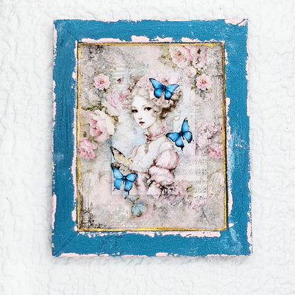 Miniature Marie Antoinette No.6 Handmade for Dollhouse Wooden Framed Art