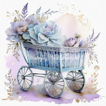 Digital Scrapbooking Vintage Baby Buggies No.1 Instant Download