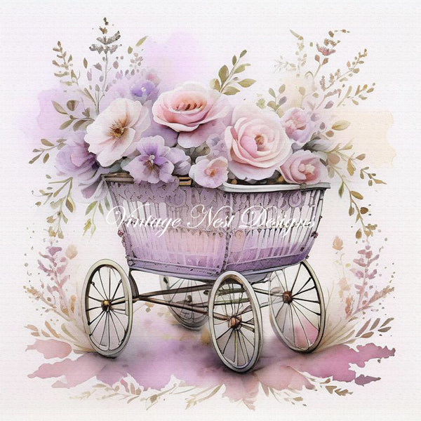 Digital Scrapbooking Vintage Baby Buggies No.1 Instant Download