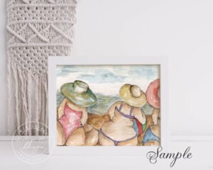 Beach Babes No.5 Digital Print Watercolor Painting