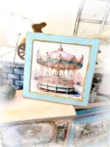 Carousel No.3:1 Dollhouse Miniature Handmade Wooden Framed Art