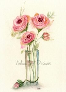 Shabby Roses No.3 Digital Print Watercolor Painting